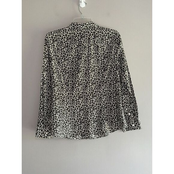 Talbots Blouse 12P Animal Print Leopard Preppy Career Shirt Office Wear No Iron - Picture 2 of 14